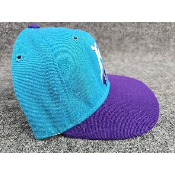 Charlotte Knights Fitted Hat 7 Teal/Purple Vtg 90s Minor League DeLong - Picture 4 of 11